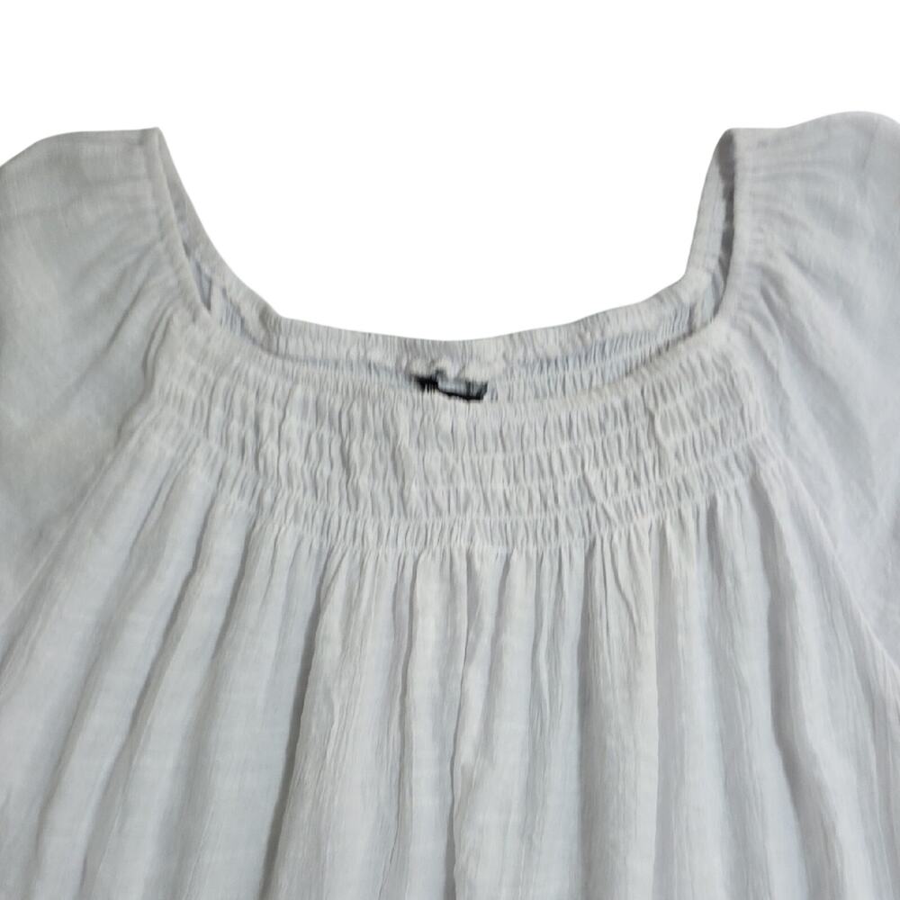 Womens Sz 3X White Ruffle Sleeve Smocked Peasant Beach Fairy Top Unique Spectrum - Picture 4 of 10